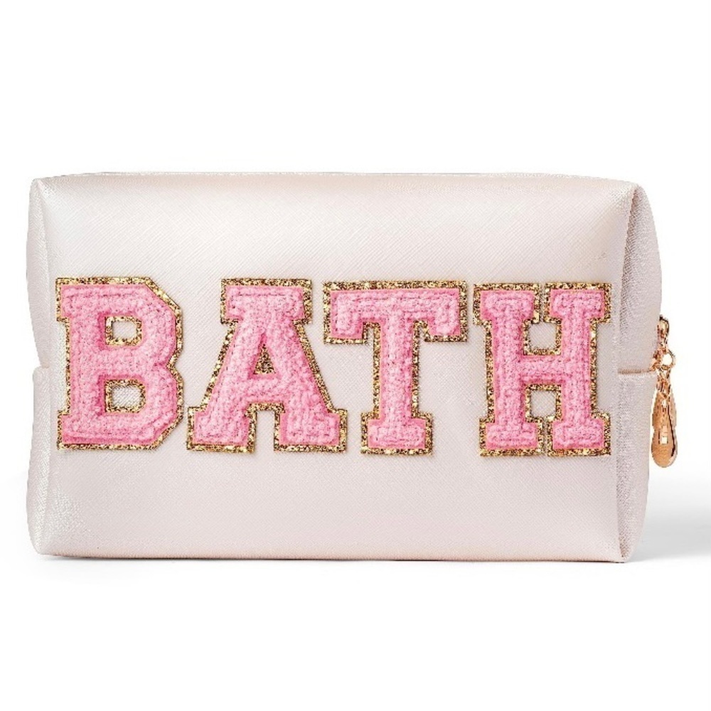 Preppy Patch BATH Letter Cosmetic Toiletry Bag